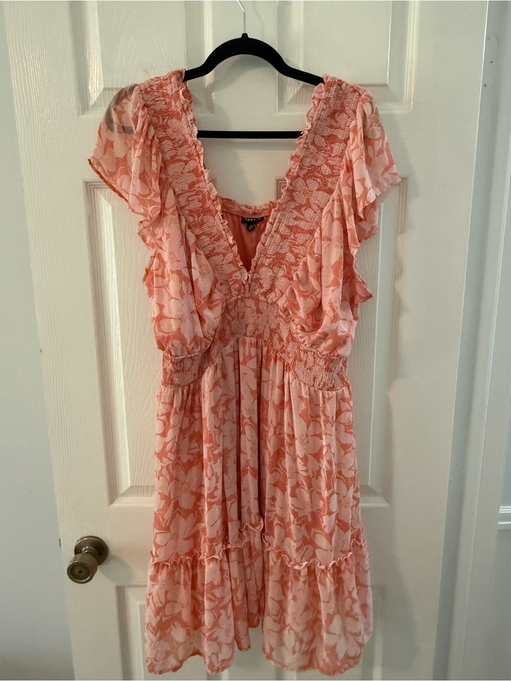 Torrid Floral Ruffled V-Neck Summer Dress in Peach size 3